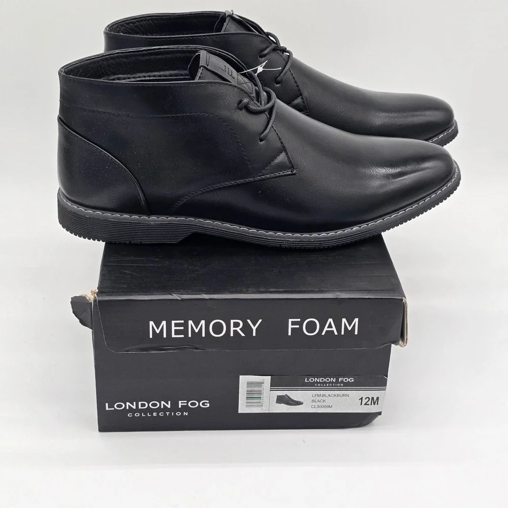 London Fog Blackburn Mens Black Memory Foam Chukka Boots CL30089M Size 12M